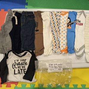 3/$15 baby boys 6-9 months long and short sleeve onesies pants sweatpants jeans